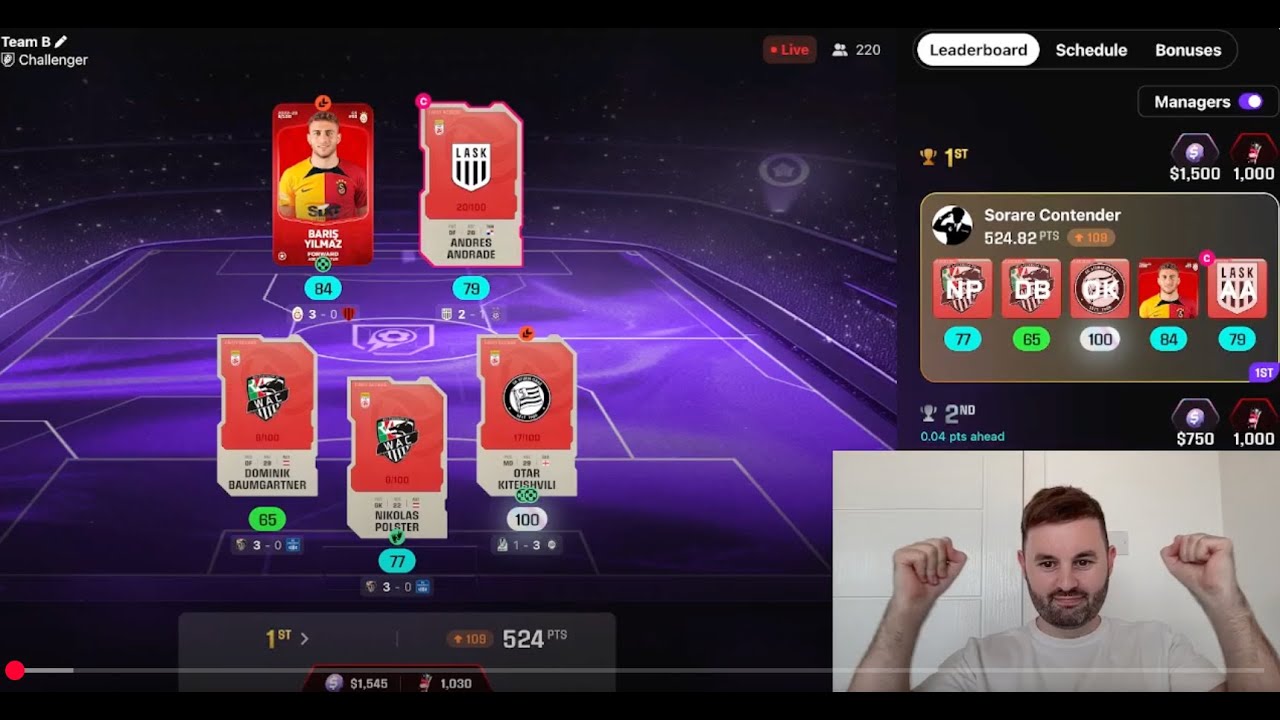 1st Place in Challenger Division 1 - Sorare