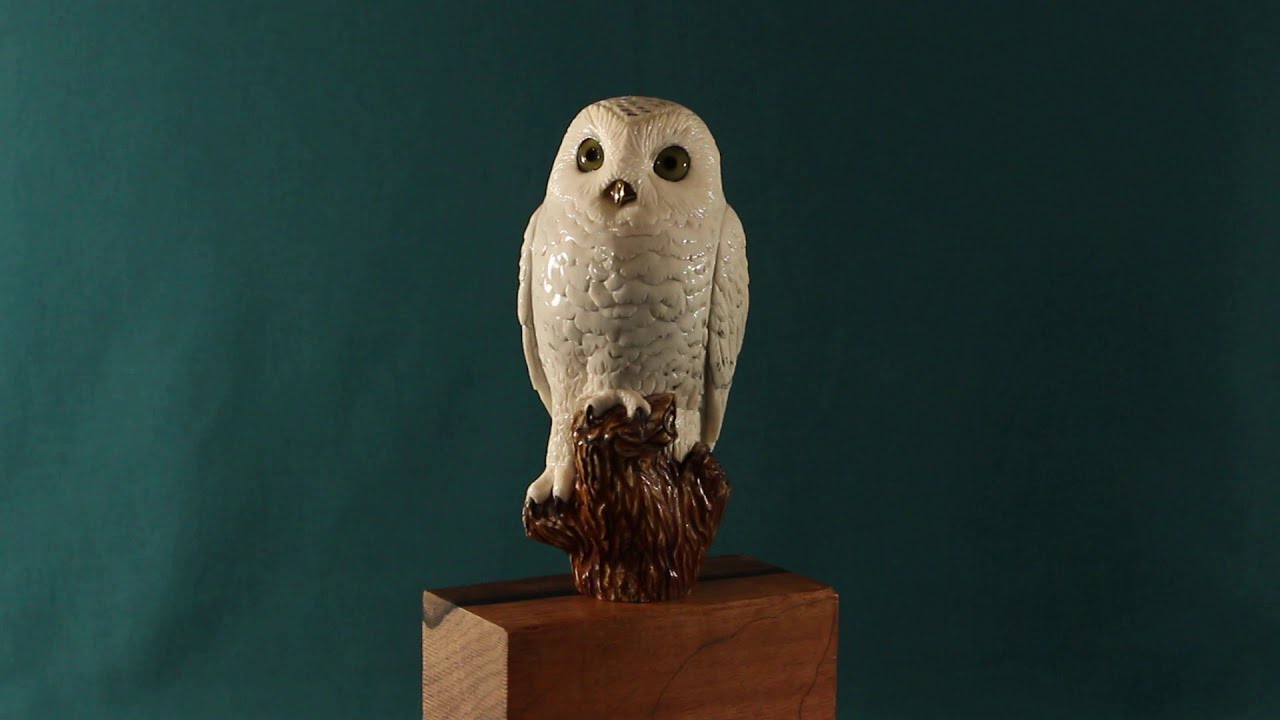 Owl. Moose horn carving.