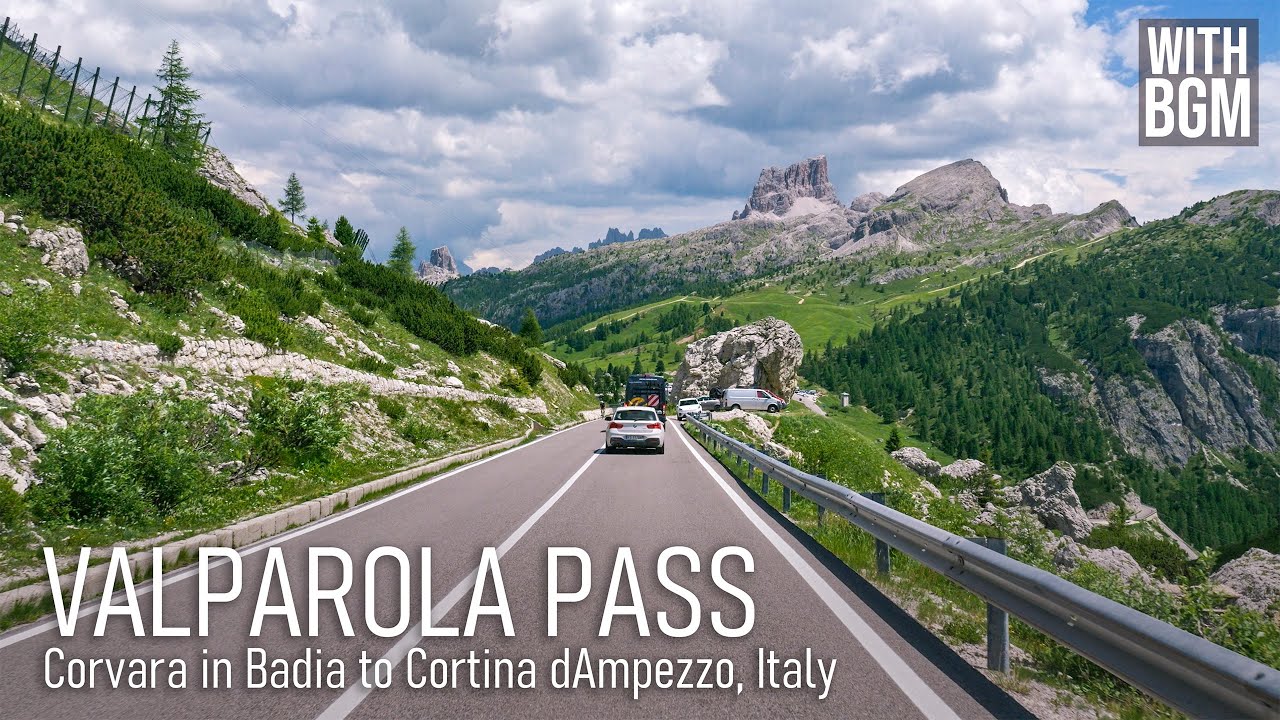 Valparola Pass Scenic Drive 4K [Music] | Badia / Kurfar to Cortina d'Ampezzo, Dolomites, Italy