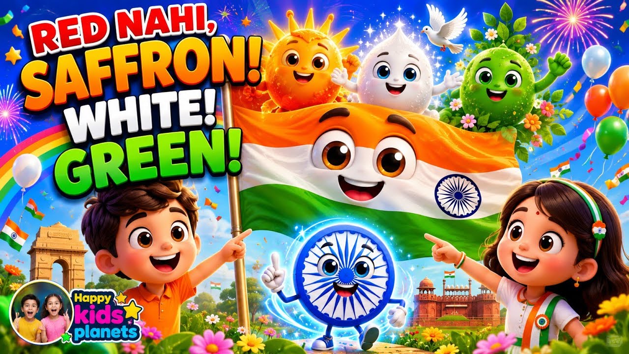 🌈 Red Nahi, Saffron! White! Green! | Tiranga Color Song for Kids 🇮🇳