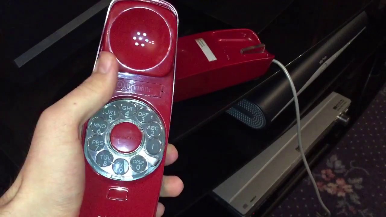 1974 Red Bell System Western Electric Rotary Desk Trimline Telephone.