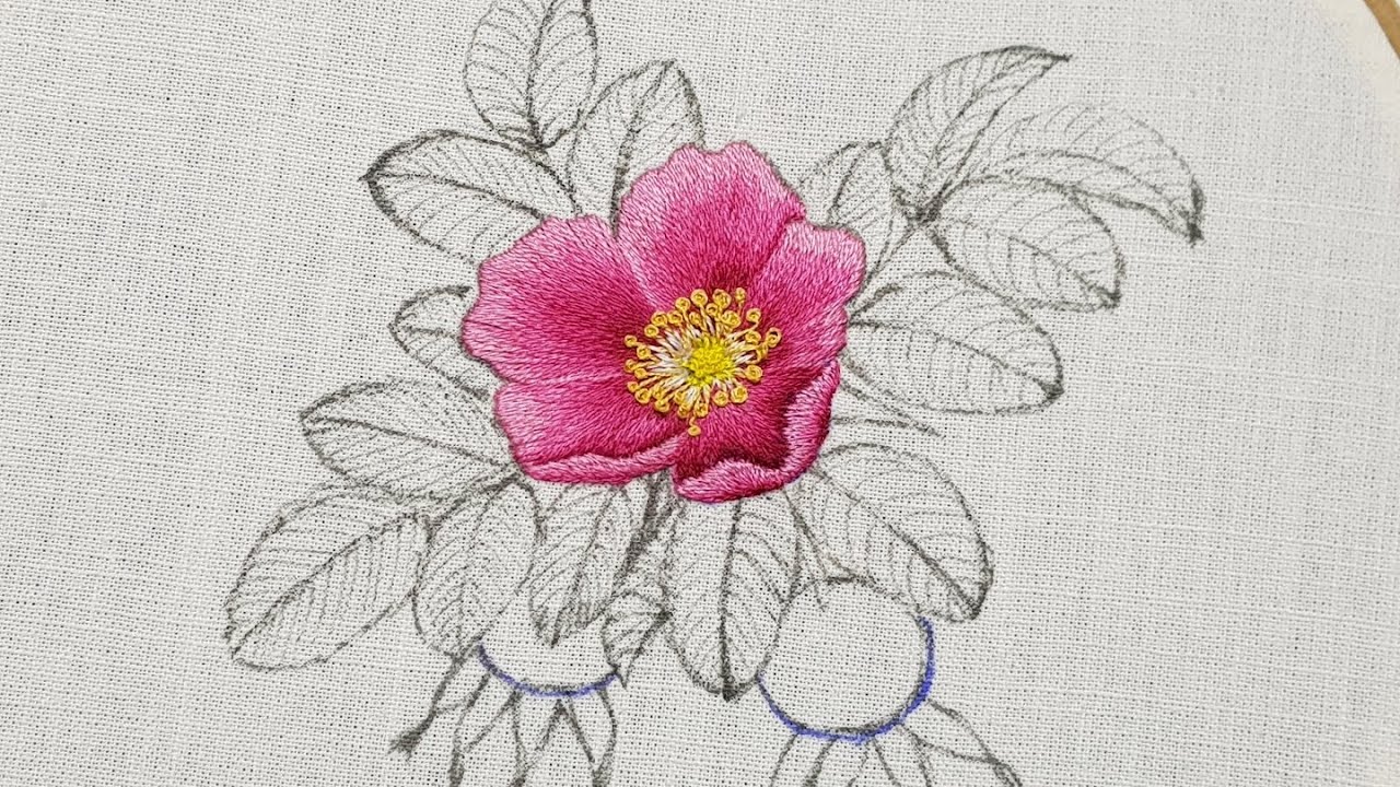 1. 해당화 자수 Rosa rugosa Thunb Embroidery