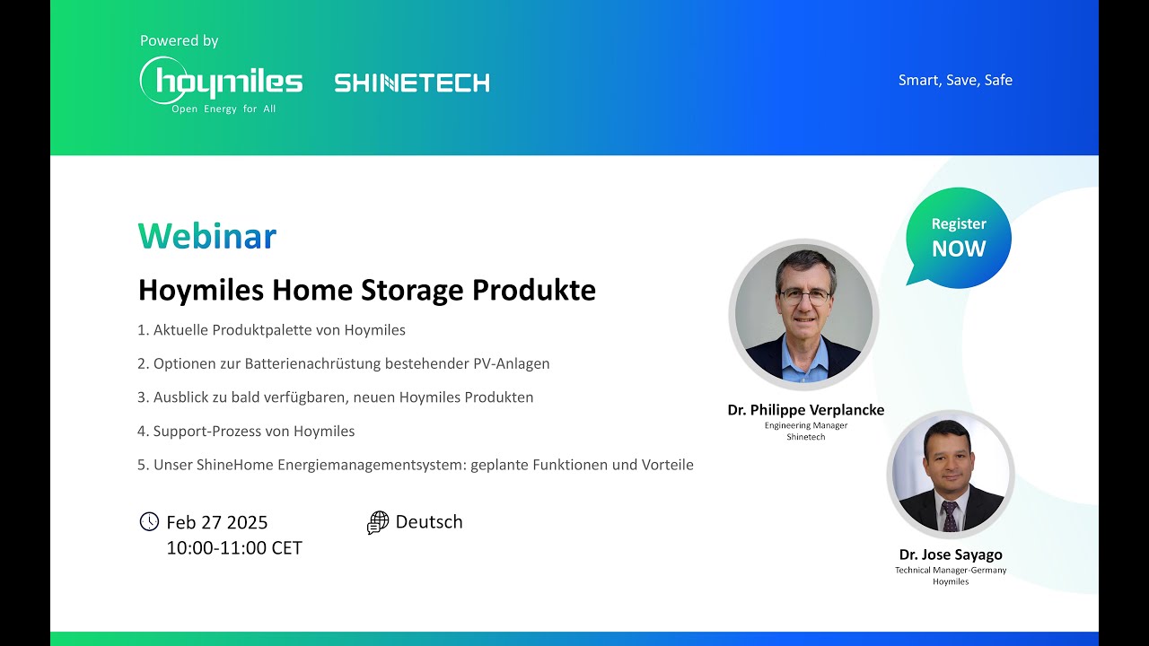 Hoymiles Shinetech Webinar: Hoymiles Home Storage Produkte und viele Neuigkeiten in 2025 mit Q&A