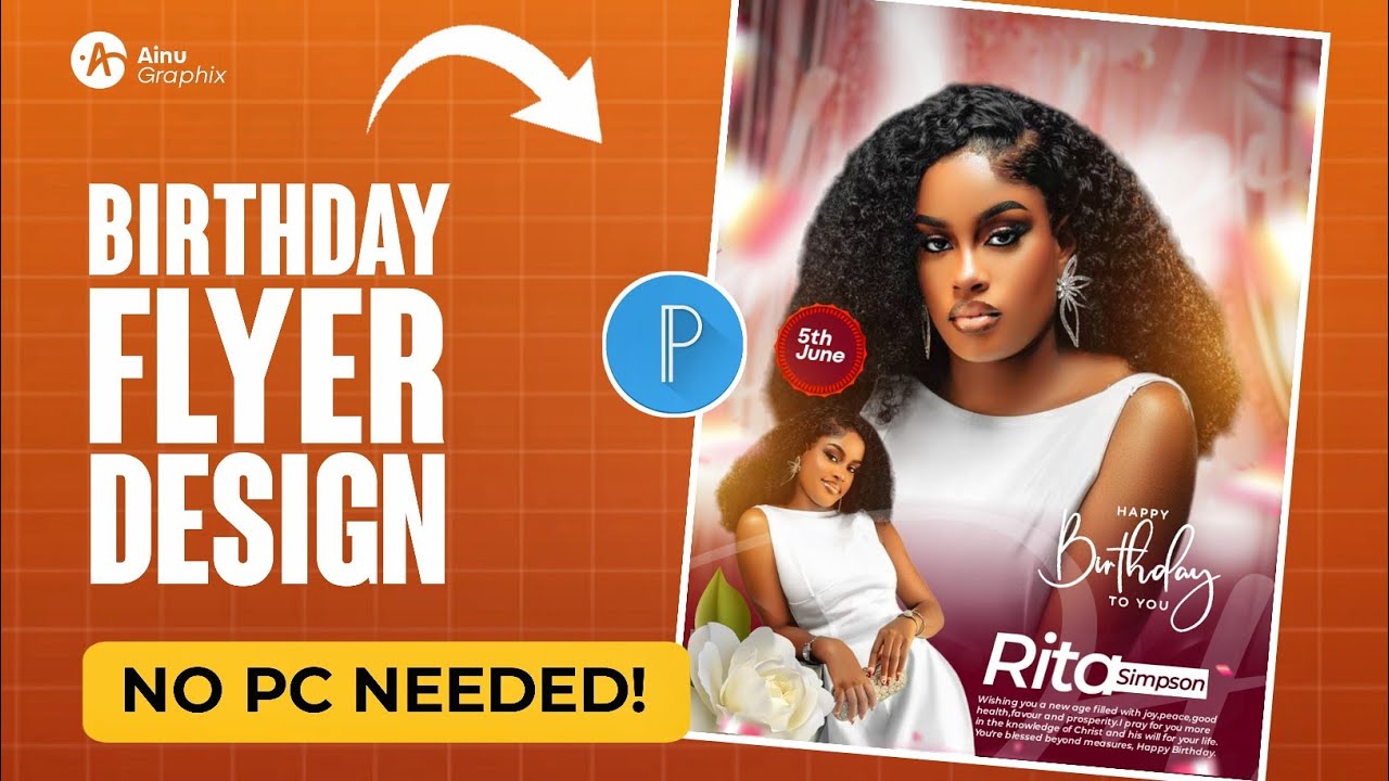 How To Design A Birthday flyer on Pixellab || Smartphone Design