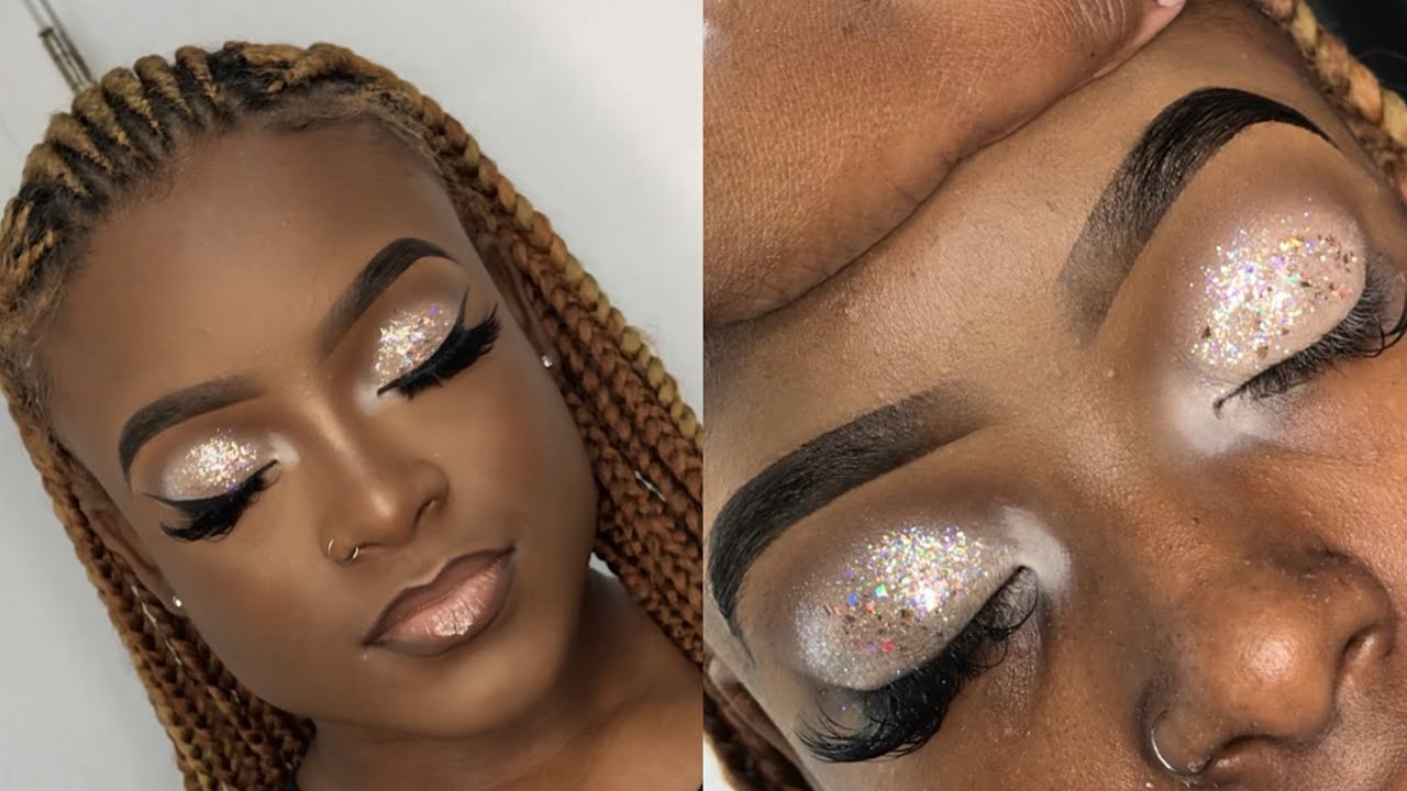 Soft glitter glam on Brown skin | Client Makeup Tutorial