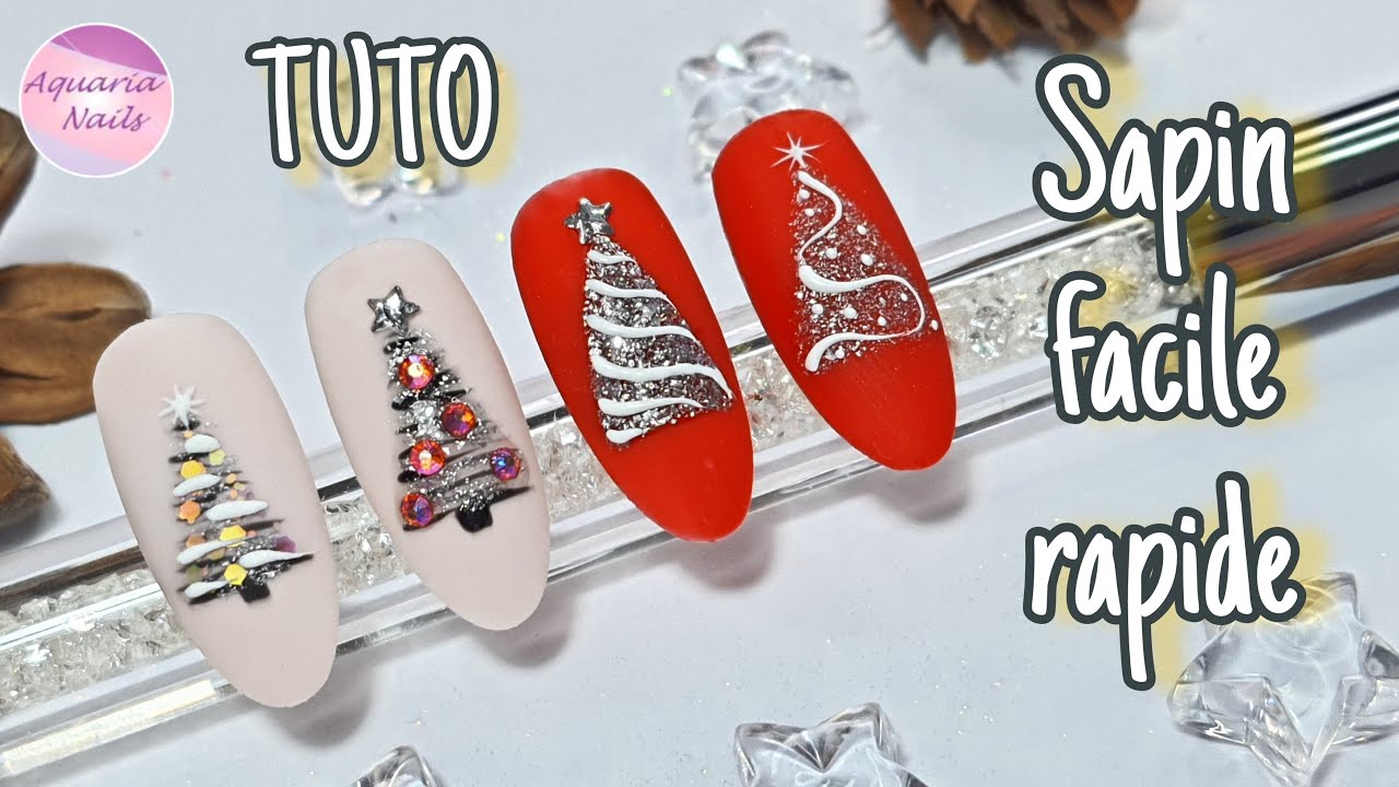 4 idées nail art sapin de Noël Facile et rapide en clientèle