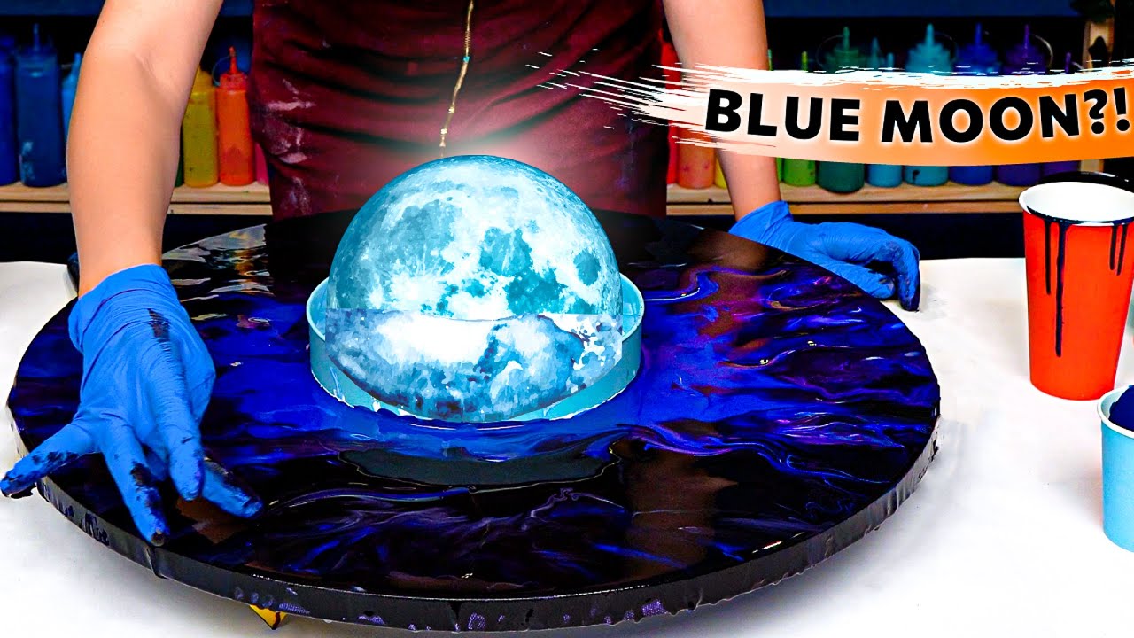 Полнолуние! 🌕 Светящийся синий и черный 💙🖤 Идеальные цвета ~ Акриловая заливка | Жидкое искусство