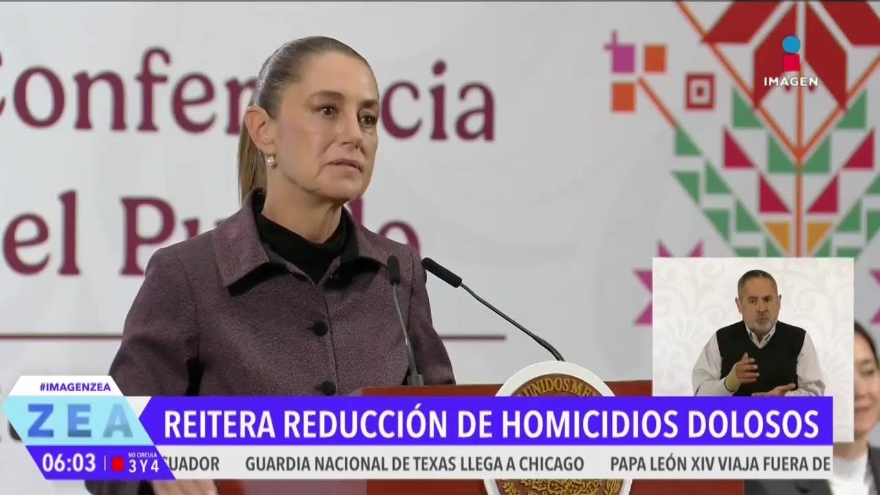 Claudia Sheinbaum reitera una reducci&oacute;n en los homicidios dolosos | Noticias con Francisco Zea