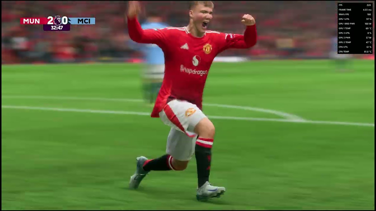 Manchester United vs. Manchester City (EA FC 25) on Radeon 7600