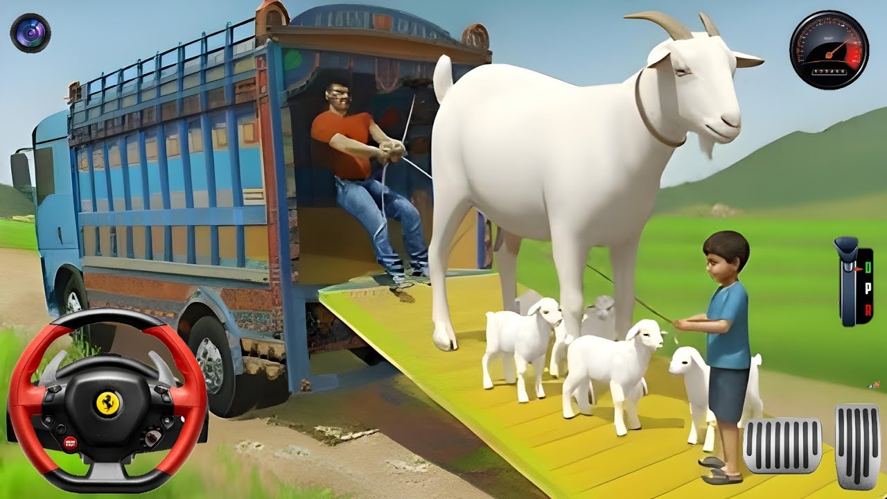 Goat Family Transport 😨 Dangerous Village Road | Animal Truck Simulator Gameplay 