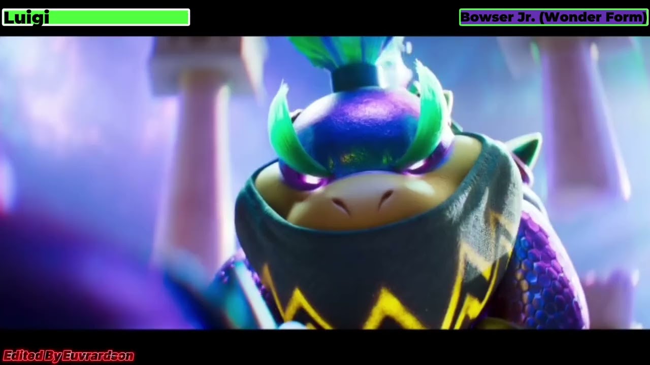 Mario & Luigi vs. Bowser Jr. (Movie Clip) with healthbars