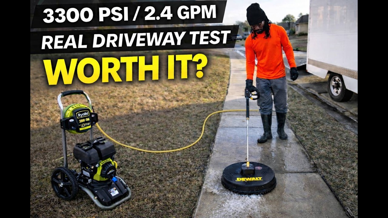 Ryobi 3300 PSI 2.4 GPM + DeWalt 18” Surface Cleaner – Worth It for Driveways?