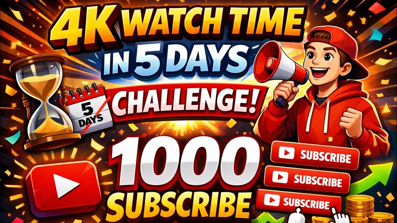 🔥4K Watch Time in 5 Days Challenge | 1000 Subscribers Fast | YouTube Monetization Trick 2026 Day 1st