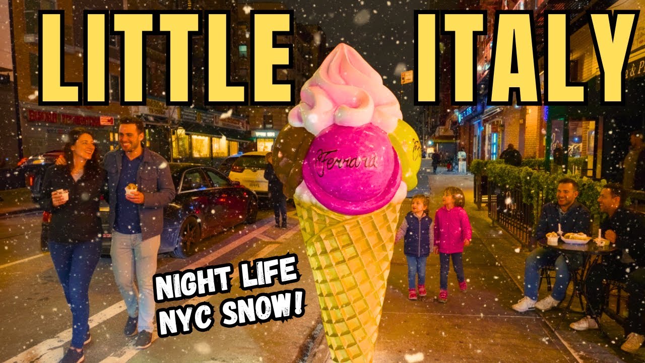 Exploring Manhattan's LITTLE ITALY NYC Snow Walk FREEZING COLD!