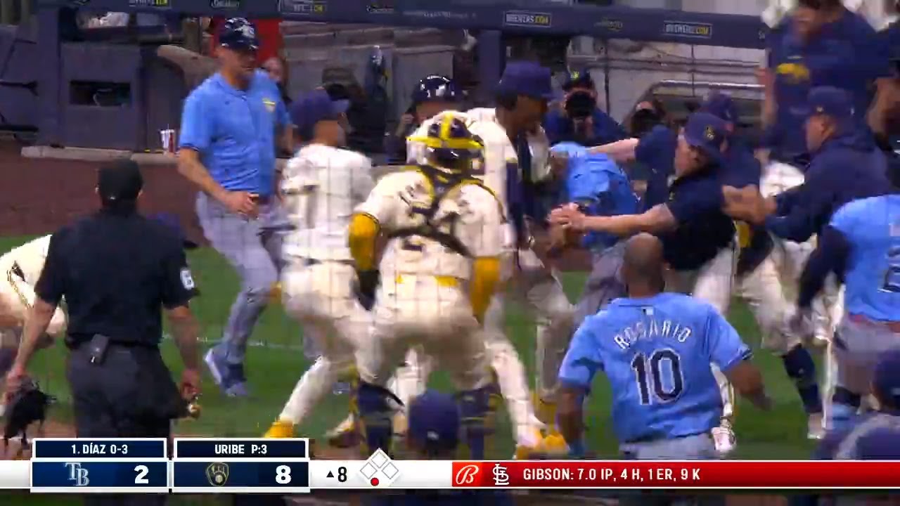BENCHES CLEAR for brawl in Rays vs. Brewers 👀 | ESPN MLB