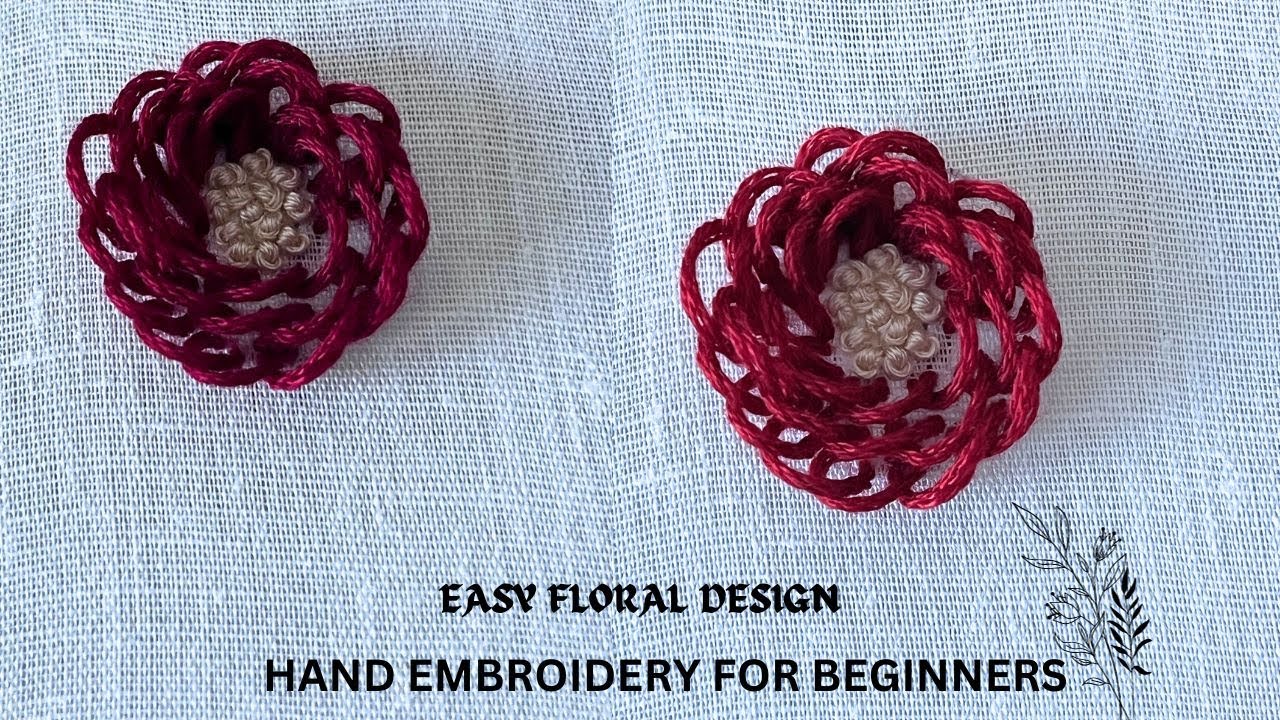 Beautiful and Simple Hand Embroidery Flower Design with Stem Stitch