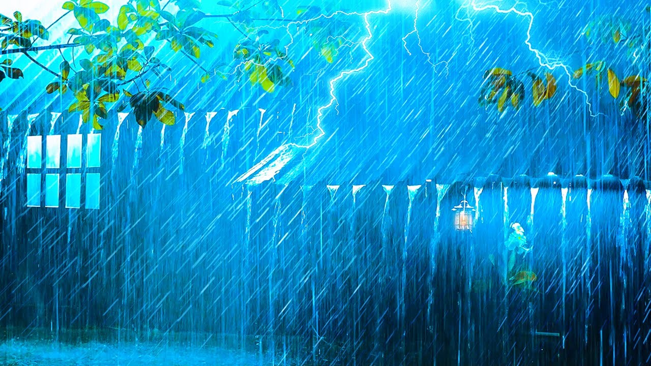 Relieve Stress and Sleep Deeply with Extreme Rainfall & Powerful Thunder on a Tin Roof of an Old Hut