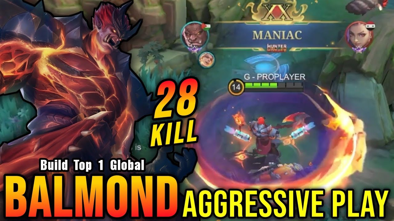 28 Kills + MANIAC!! MVP 16.6 Points Balmond Aggressive Play!! - Build Top 1 Global Balmond ~ MLBB