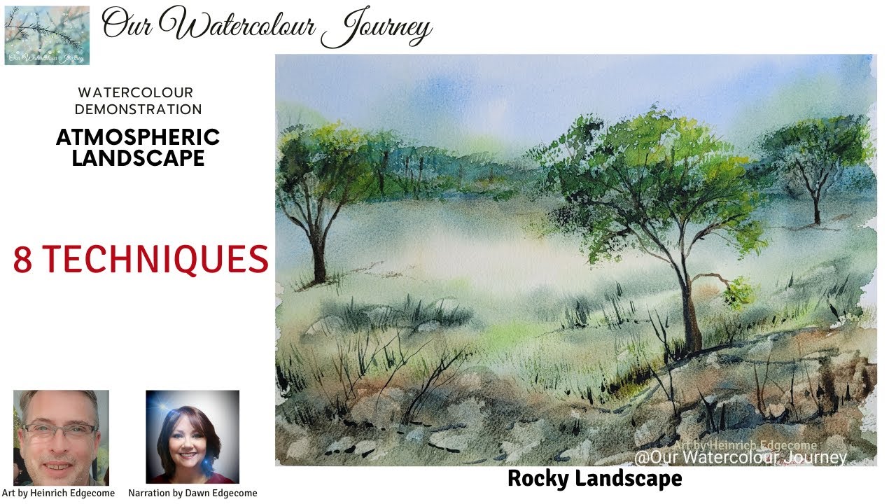 Paint this beautiful rocky Landscape in watercolor, 8 Techniques demonstrated