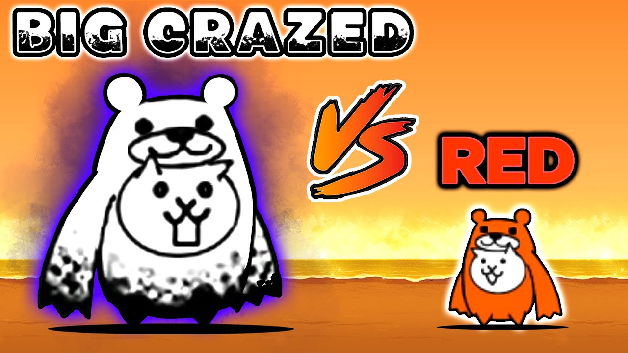Red Bear Cat vs. Big Crazed Bear Cat as Enemy - The Battle Cats