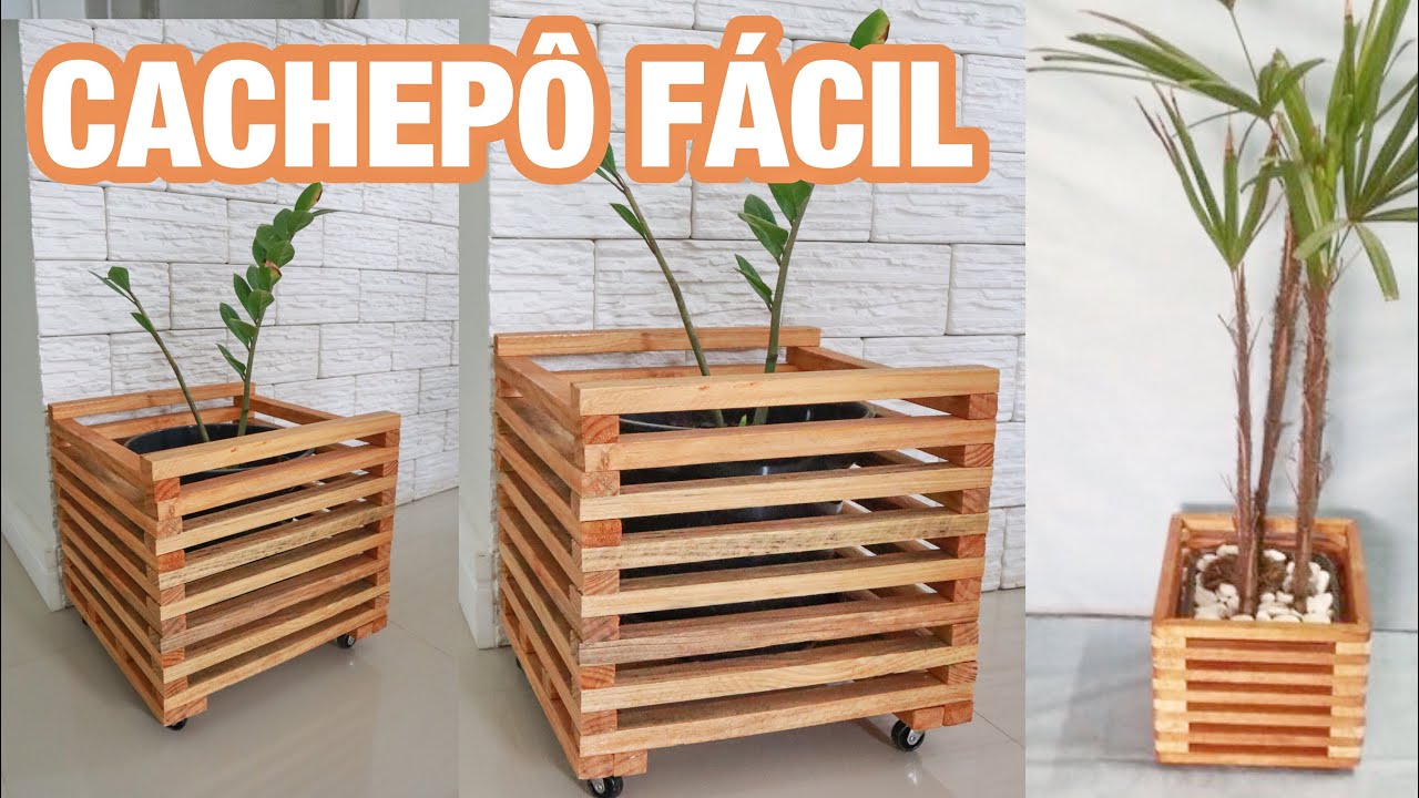 DIY: CACHEPÔ DE MADEIRA LINDO, FÁCIL E BARATO | Stella Alves