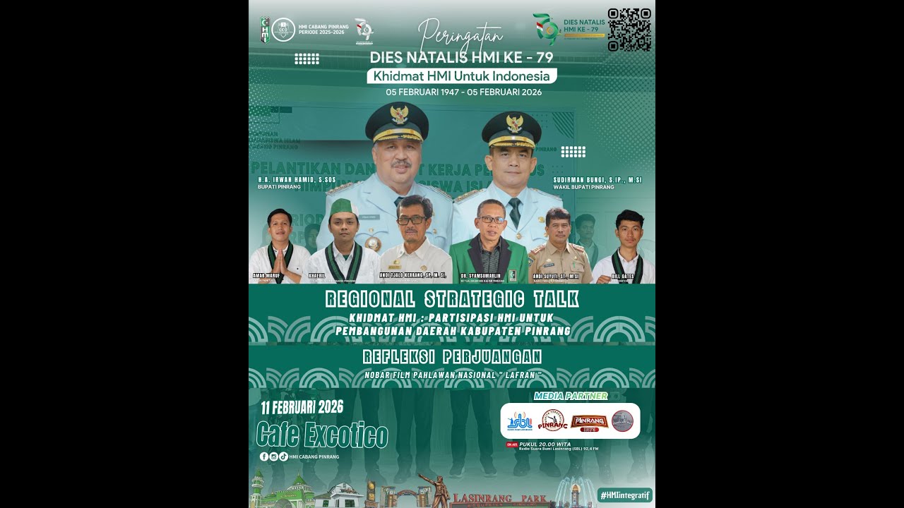 Peringatan Dies Natalis HMI Ke- 79 | REGIONAL STRATEGIC TALK & BIOPIK LAFRAN PANE