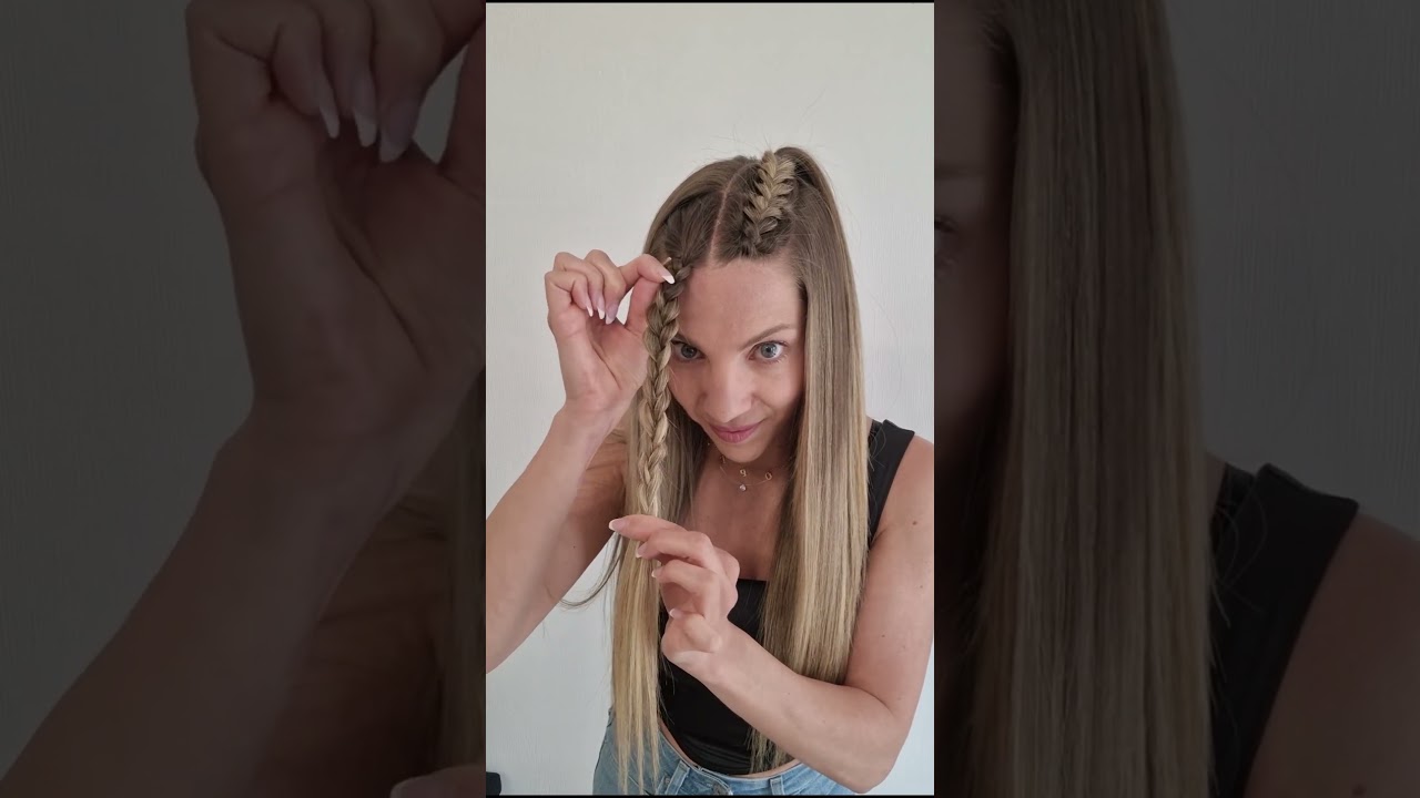 HOW TO easy FAKE DUTCH BRAID 😱 #braids #hairstyle #hair #braidstyles #braid #hairtutorial #hairhacks