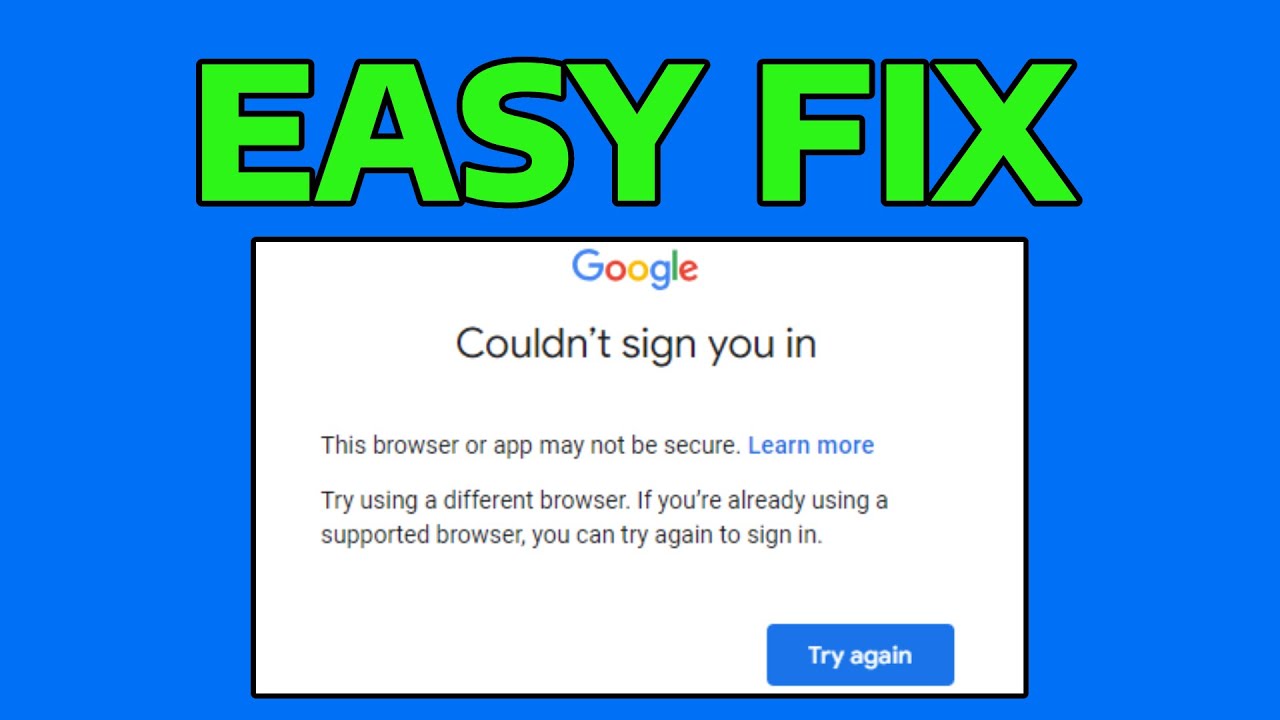 How To Fix Gmail Couldn't Sign You in Login Error