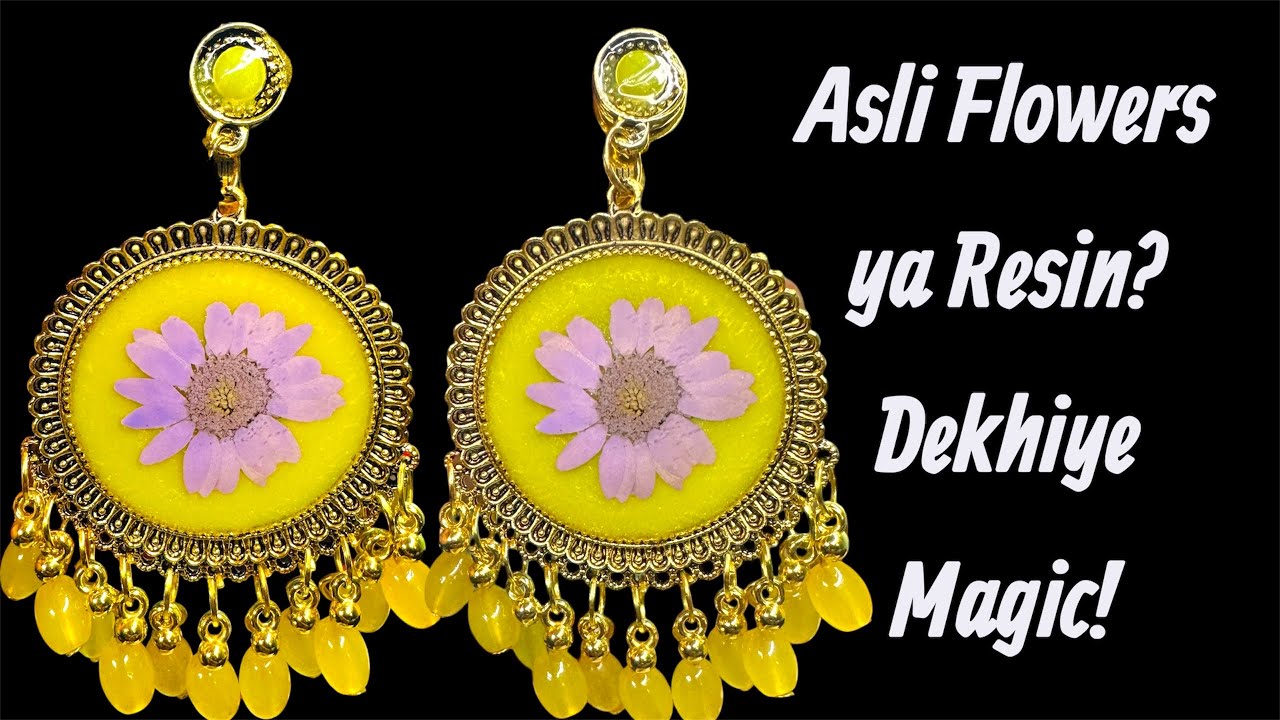 Trendy Yellow Resin Jhumka Creation😍💥 #diy #resincrafts #resinart #resin