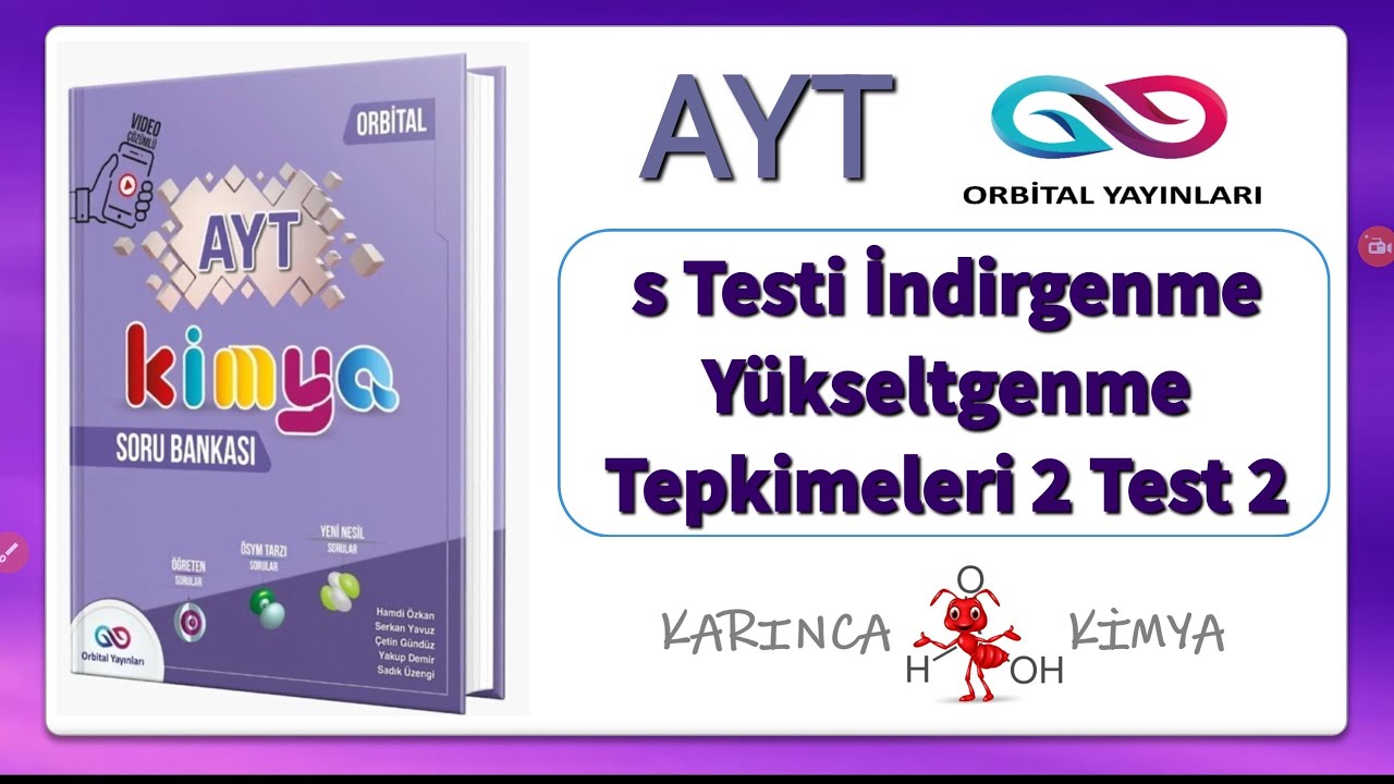 Orbital Yayınları AYT Kimya Soru Bankası s Testi İndirgenme Yükseltgenme Tepkimeleri 2 Test 2