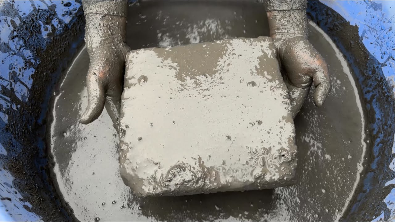 Big slabs water crumbling #sandcement #satisfying