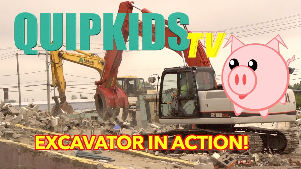 Construction Machines in Action - Excavator Clearing a Lot - Videos For Kids