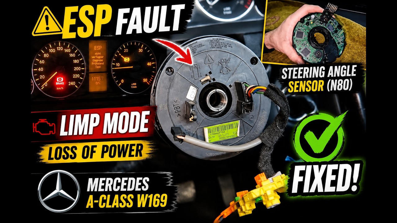 Датчик угла поворота рулевого колеса Mercedes A-Class W169 — ошибка ESP N80 — аварийный режим. По...