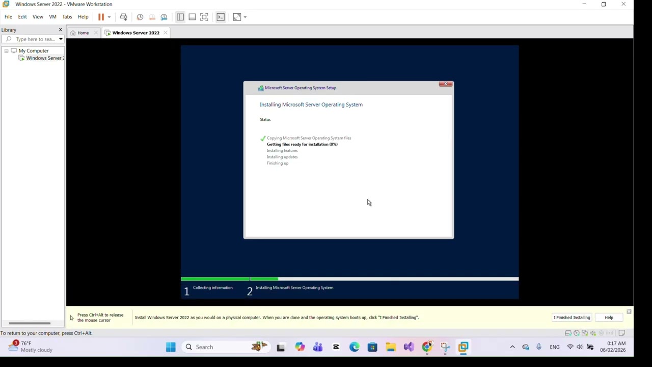 Hướng dẫn cài hệ điều hành Windows Server 2022 cho máy ảo VMWare Workstation