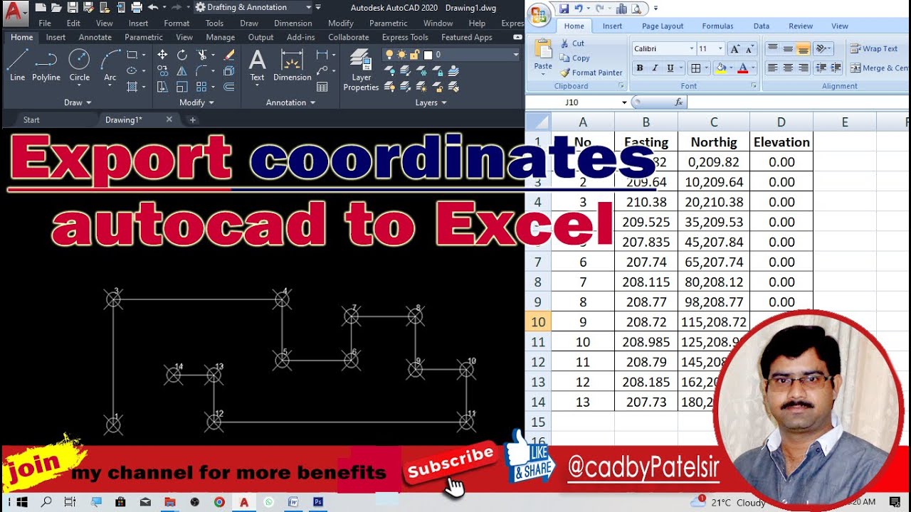 AutoCAD To Excel Export Coordinates || How to export coordinates from autocad to Excel@cadbypatelsir