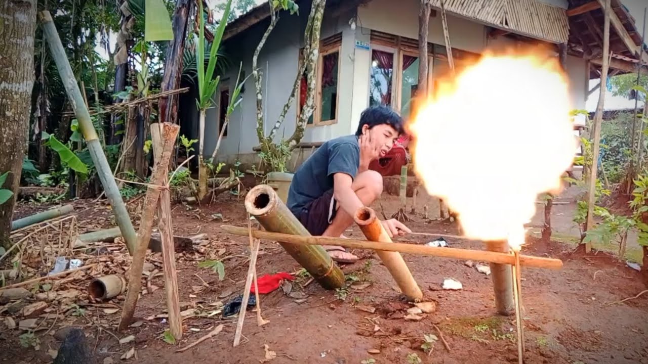 Cek Meriam bambu mini ternyata Kencang banget suaranya
