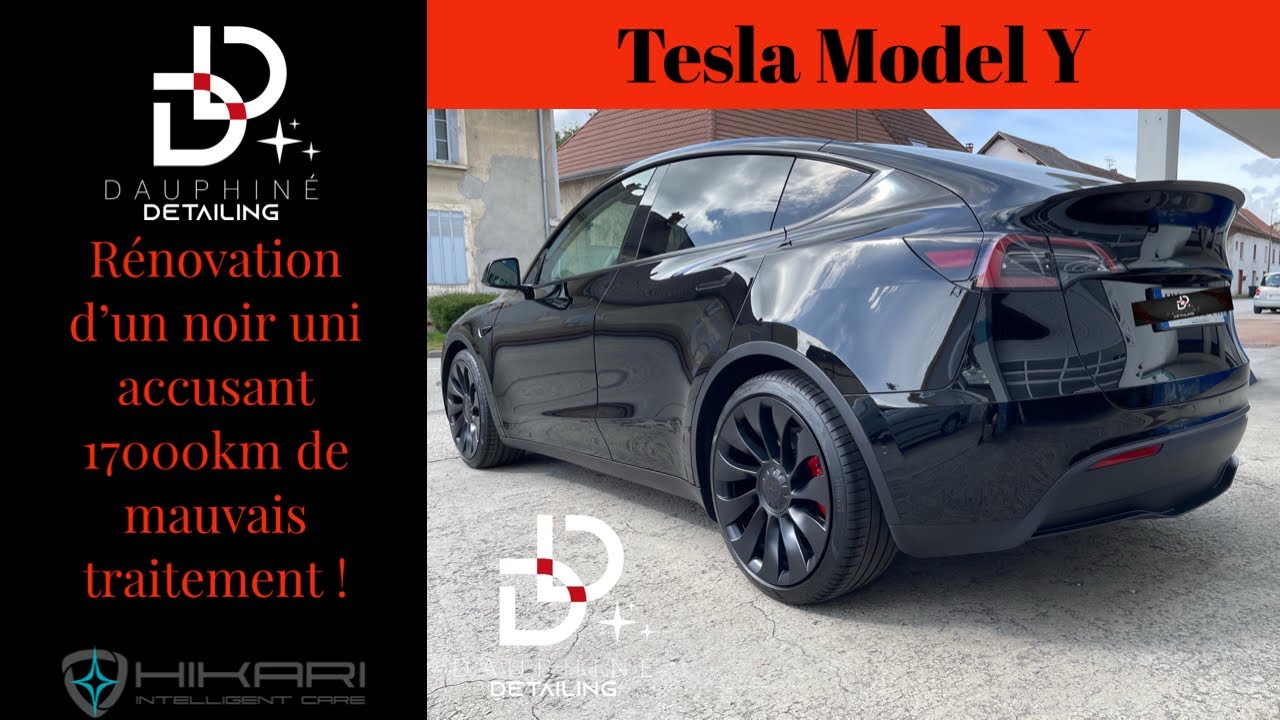 Encore une Tesla massacrée ! (Model Y Performance). Comment (ne pas) polir une voiture noire … 😱