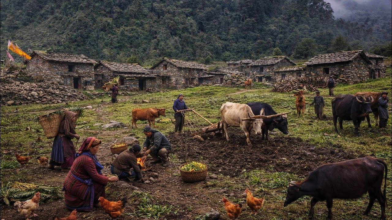 Nepali Mountain village life into the Rainy Season | Daily Activities of Rural village life in Nepal