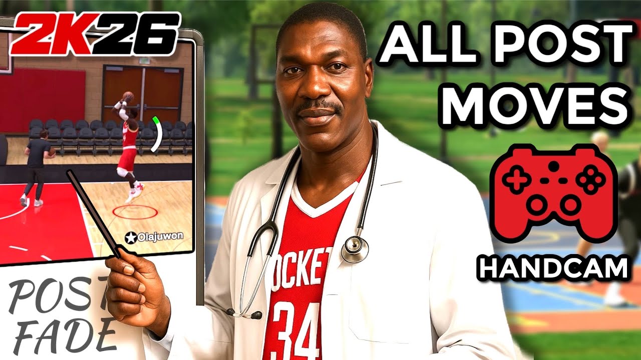NBA 2K26 POST MOVES TUTORIAL *HANDCAM* HOW TO Fade, Hopstep, Dropstep, Hook, Post Go-To-Shot & More