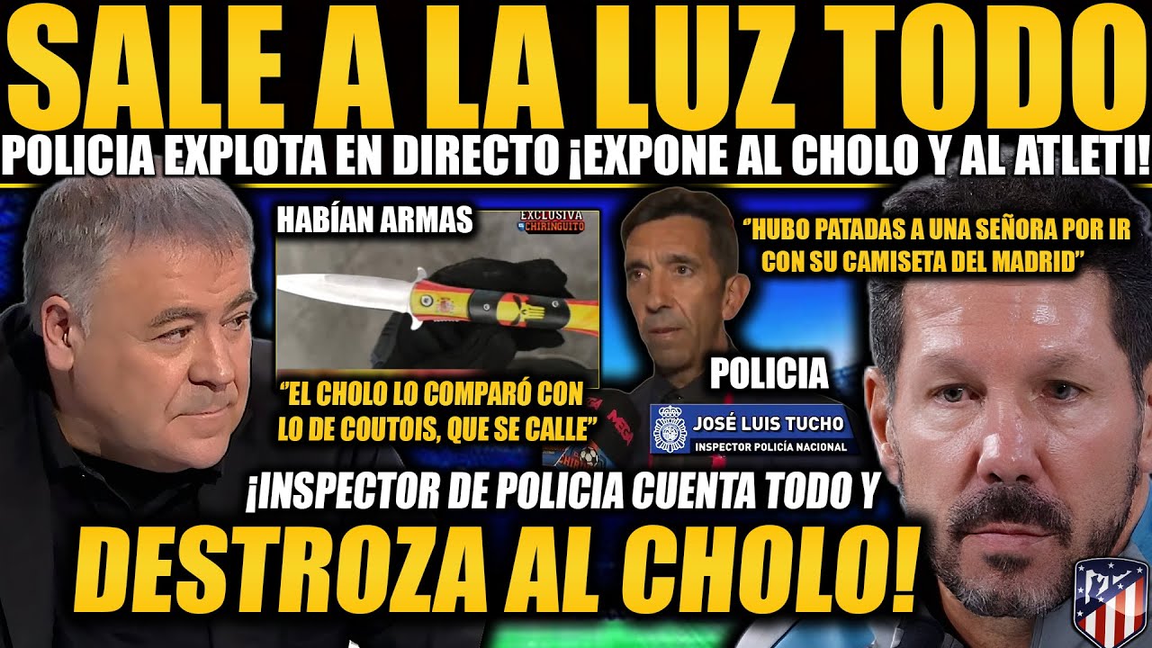 POLICÍA REVIENTA A SIMEONE Y AL ATLÉTICO EN DIRECTO “HUBO PATADAS A UNA MUJER POR IR DEL REAL MADRID