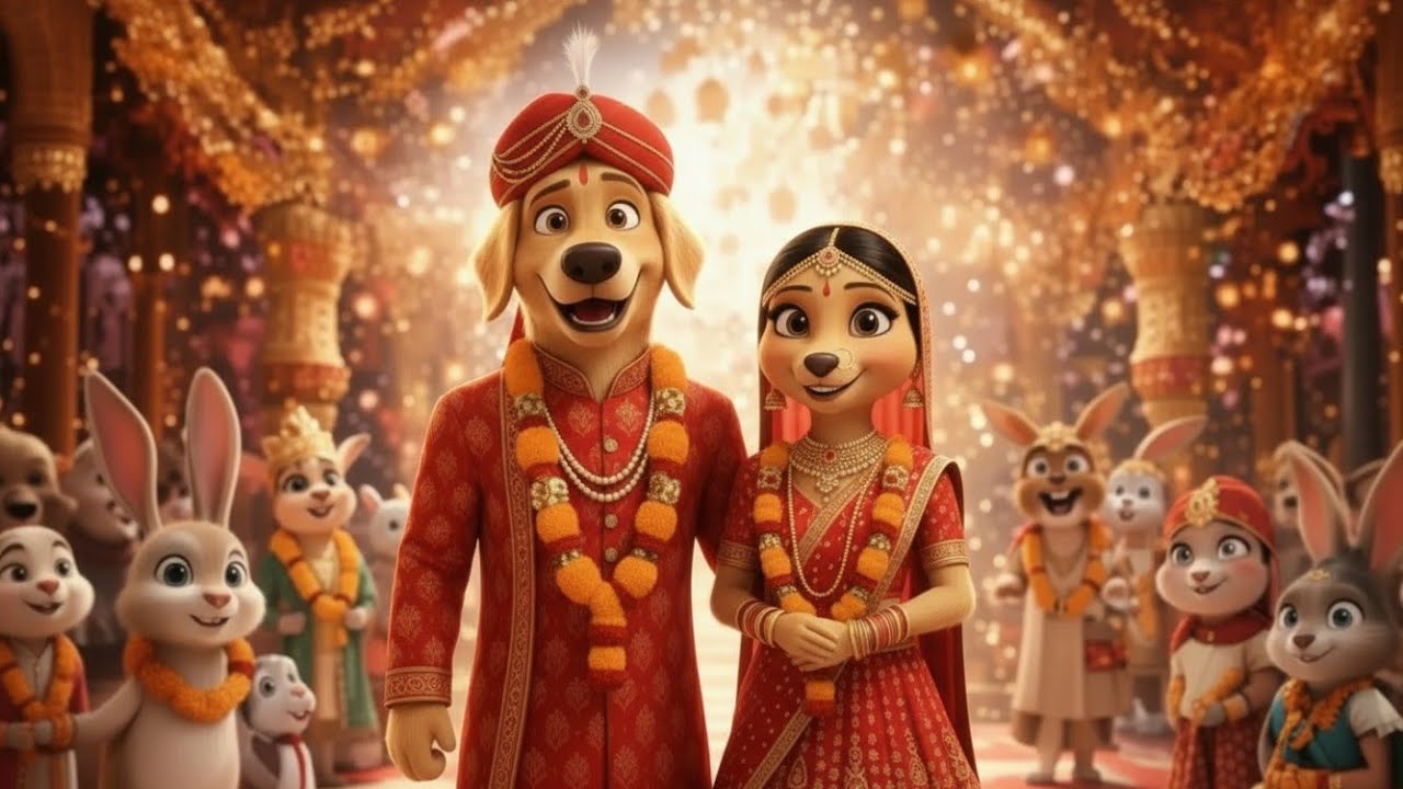 कुत्ते की निकली बारात 🚁 🐶💍|part 4 Kutte Ki Barat  | Animal Wedding Song | Hindi Cartoon Rhymes