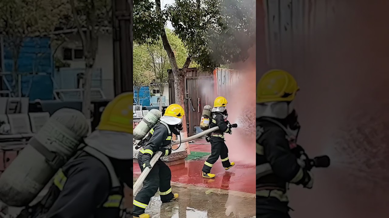 消防避险训练，消防员用&ldquo;水盾&rdquo;逼退烈火！这是训练，也是他们可能面对的日常。致敬！#熱門 #中国