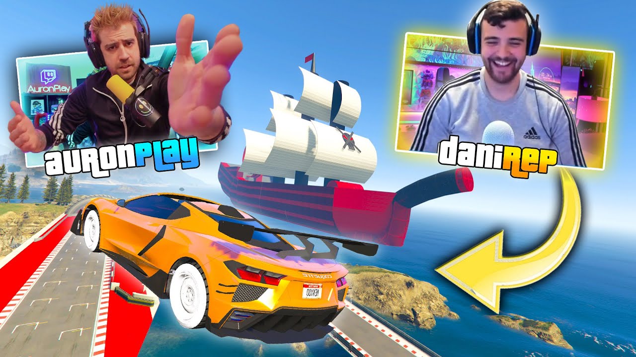 CARRERA ÉPICA CON AURONPLAY Y AMIGOS! EL BARCO MAS GRANDE DEL MUNDO!! - GTA V ONLINE