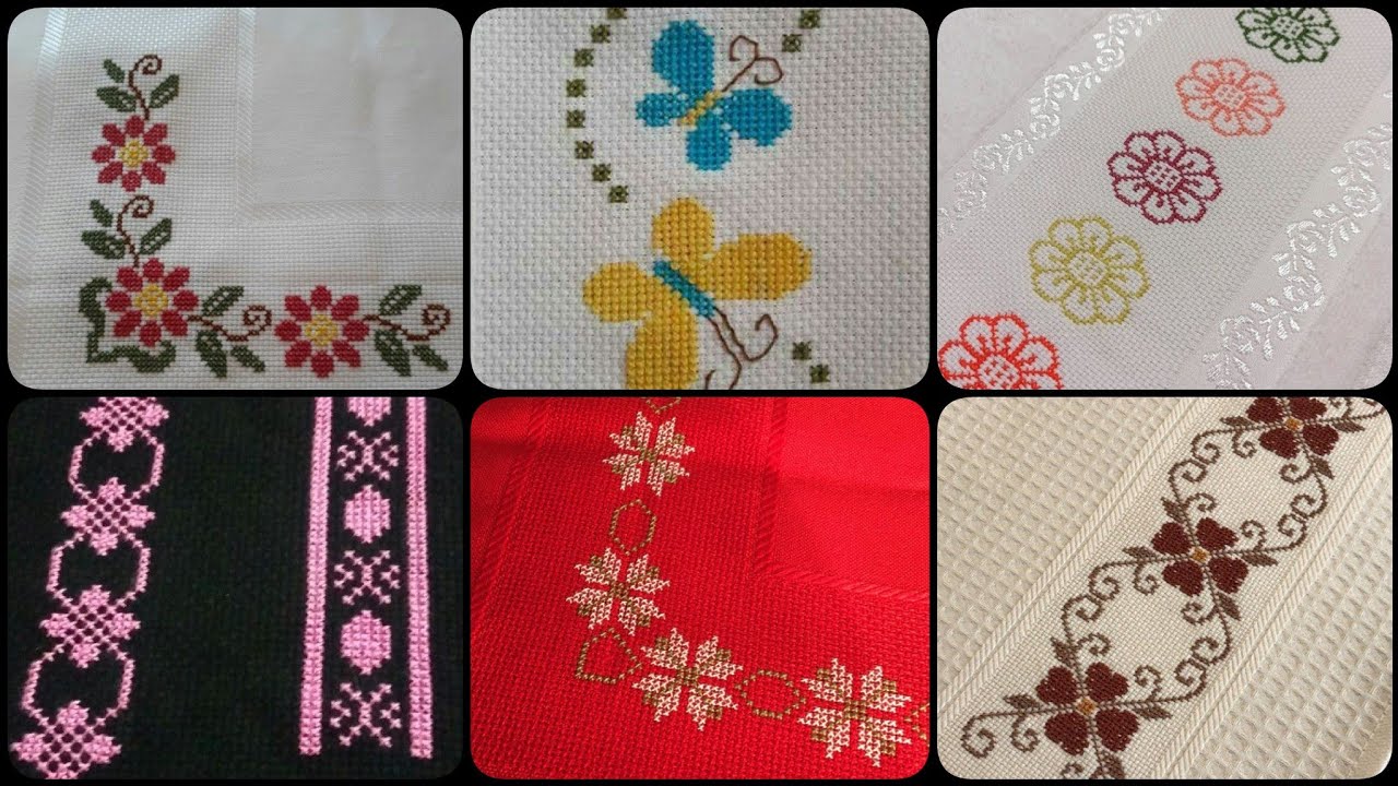 very attractive new cross stitch pattern for table cloth and bedsheet/ border embroidery design