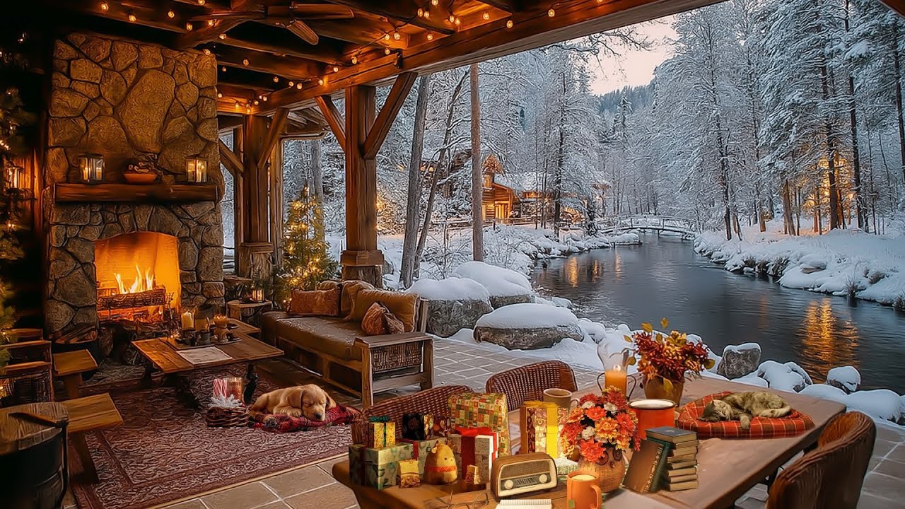 Peaceful Winter ❄️ Soft Piano & Fireplace Sounds 🌙 Cozy Ambience for Deep Focus & Relaxation