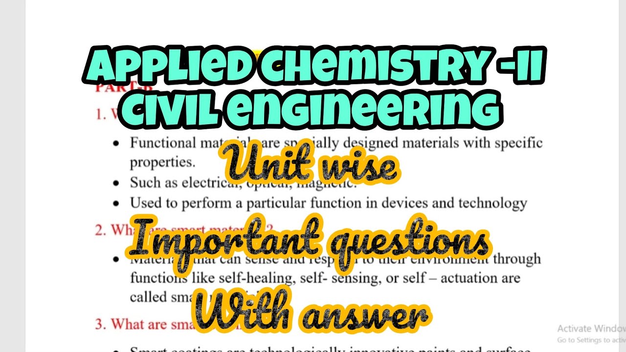 Applied chemistry -II/Civil engineering/important questions/CY25C02