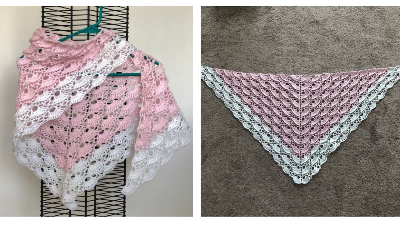 Móc khăn sò, khăn móc đẹp, shawl crochet, wrap , móc khăn, khăn tam giác, móc khăn tam giác
