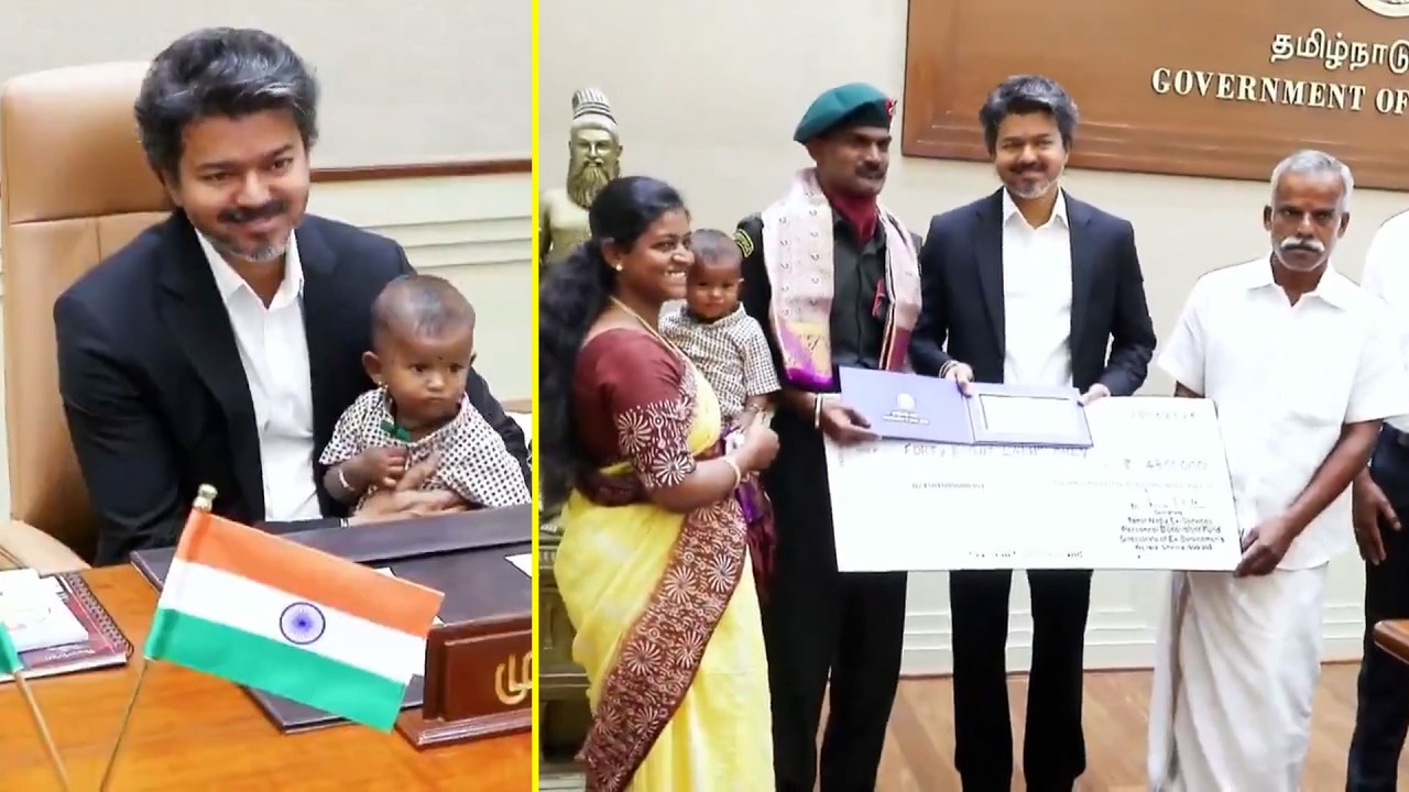 CM Vijay Met Lance Naik Meenatchi Sundaram & Family @ Chennai Secretariat
