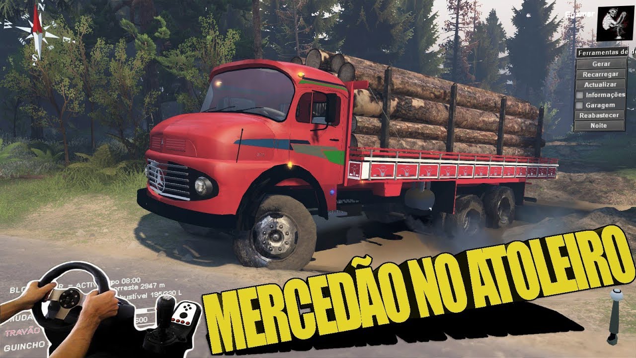 MERCEDES 12-16 CARREGADO E MUITA LAMA - SPIN TIRES - VOLANTE G27