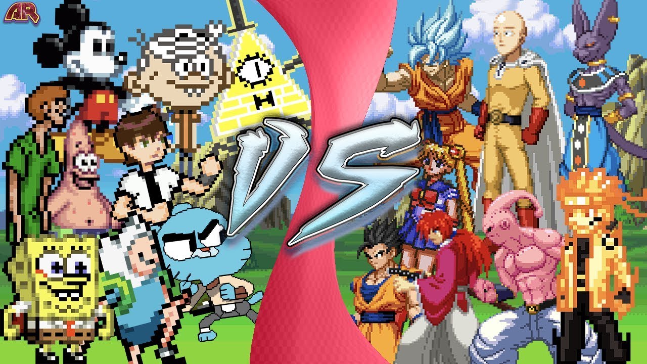 CARTOON vs ANIME TOTAL WAR (Bill Cipher, Gumball, Spongebob, Ben 10 vs Goku, Saitama, Naruto & More)